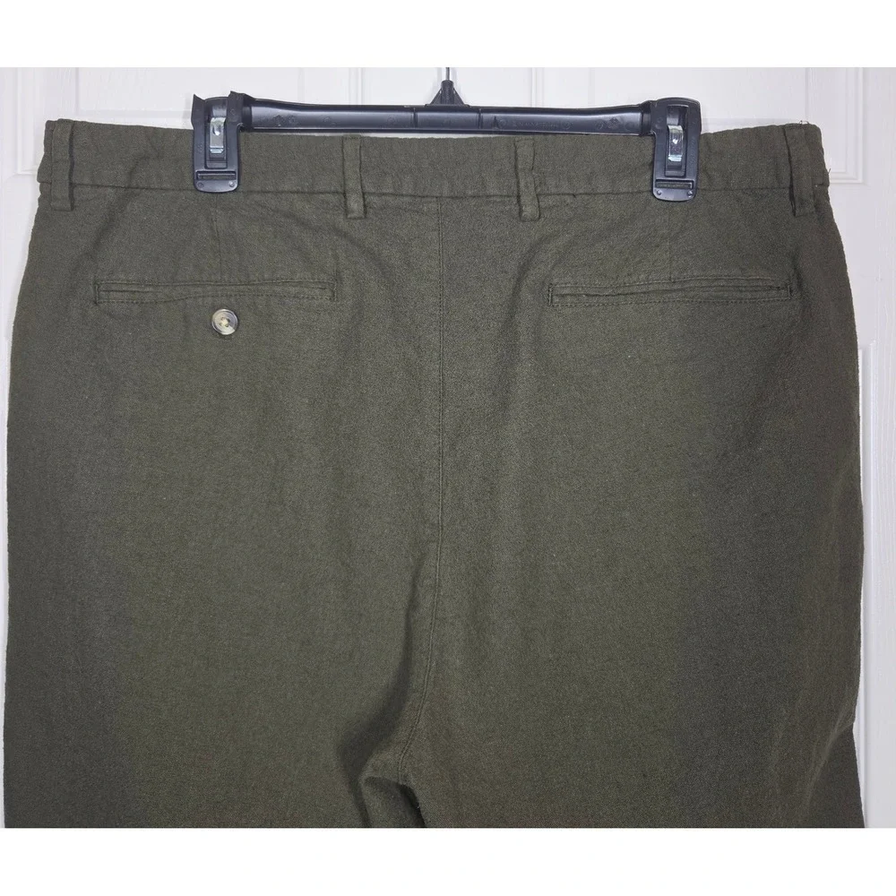 Lot of 2 Old Navy 90s Straight Linen Blend Pants Mens 38x30 Beige Heritage Green